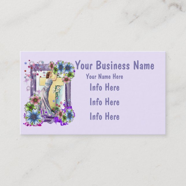 Carte De Visite Croix avec Madame et des fleurs (Devant)