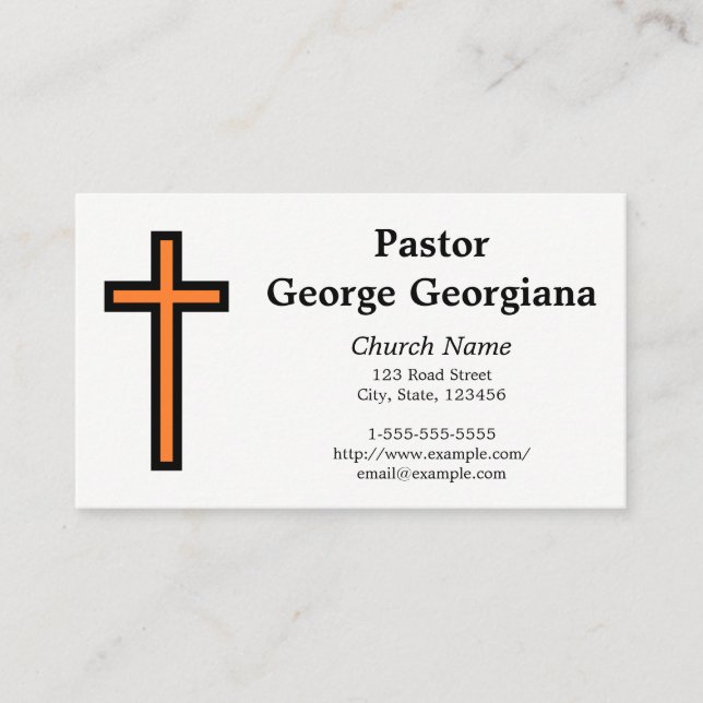 Carte De Visite Croix chrétienne simple orange et noire (Devant)