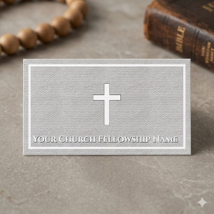 Carte De Visite Croix de lin blanc robuste Église Pasteur