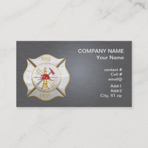 Carte De Visite Croix de lutte contre l'incendie maltaise argentée