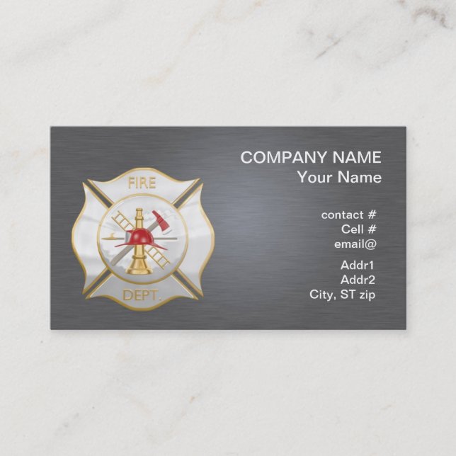 Carte De Visite Croix de lutte contre l'incendie maltaise argentée (Devant)