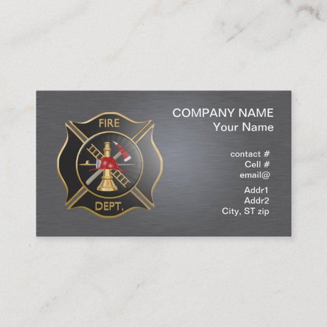 Carte De Visite Croix de lutte contre l'incendie maltaise noire (Devant)