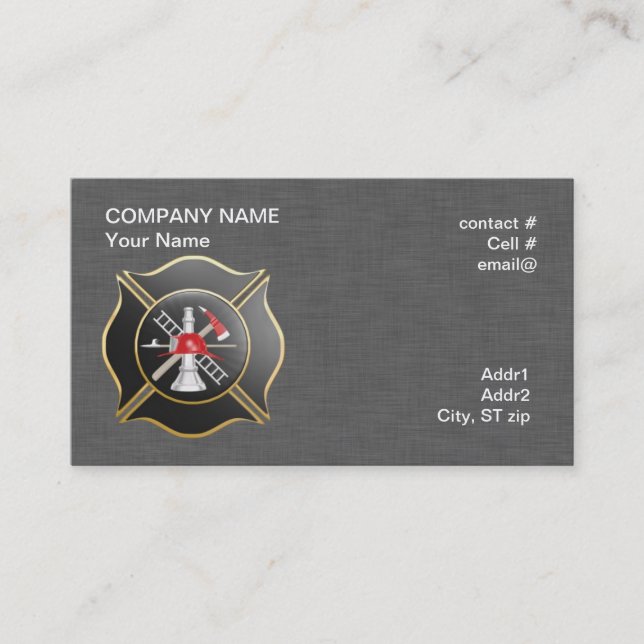 Carte De Visite Croix de lutte contre l'incendie maltaise noire (Devant)