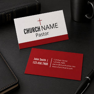 Carte De Visite Croix d'église minimaliste moderne rouge