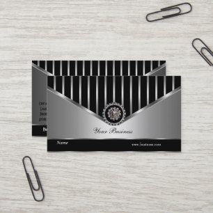 Carte De Visite Crome Argent Noir Bande Élégante Classé