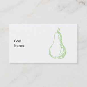Carte De Visite Croquis de poire. Dessin au trait dans vert clair.