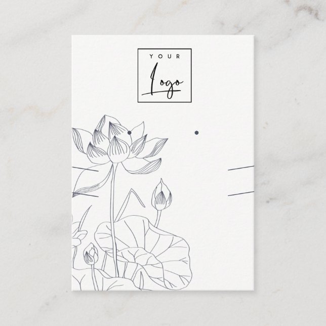 Carte De Visite Croquis floral Nénuphar minimal avec collier (Devant)