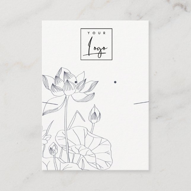 Carte De Visite Croquis floral Nénuphar minimal avec collier (Devant)