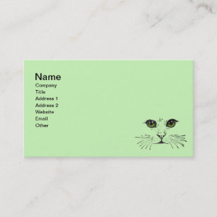 Carte De Visite Croquis noir visage de chat vert Yellow Eyes