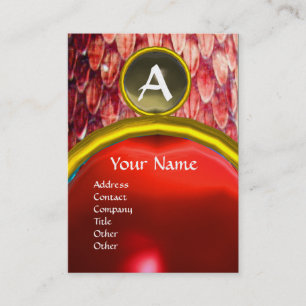Carte De Visite CROTALUS MONOGRAM RUBY AGATA, gris rouge brillant