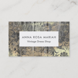 Carte De Visite Cru floral minable en bois âgé rustique de *~*