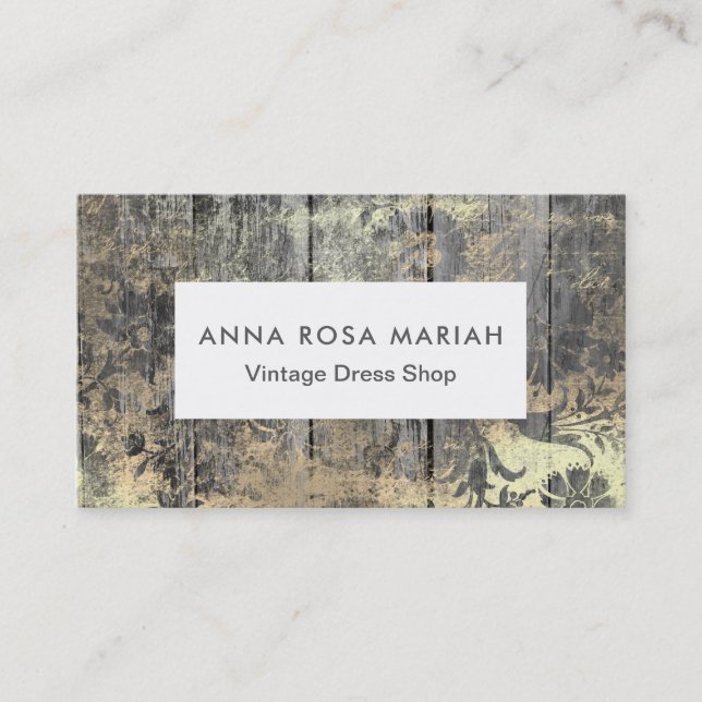 Carte De Visite Cru floral minable en bois âgé rustique de *~* (Devant)