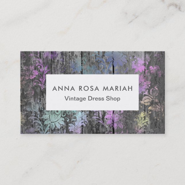 Carte De Visite Cru floral minable en bois âgé rustique de *~* (Devant)