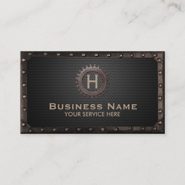 Carte De Visite Cru foncé en métal de monogramme de vitesse de (Devant)