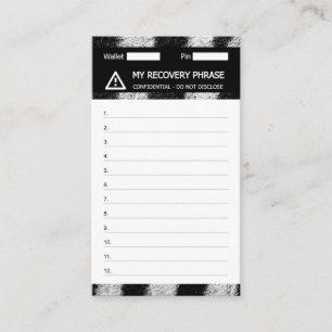 Carte De Visite Crypto Wallet Zebra Recovery Seed Phrase 12