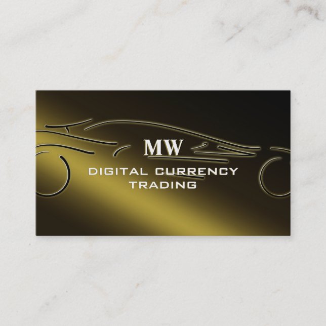 Carte De Visite CryptoCurrency Trader, logo de voiture sport or (Devant)