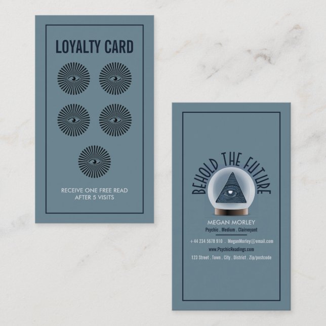 Carte De Visite Crystal Ball, Lecture Psychique Loyauté (Devant / Derrière)