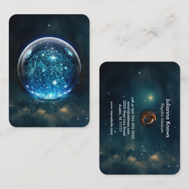 Carte De Visite Crystal Ball Psychic Medium Tarot Reader (Devant / Derrière)
