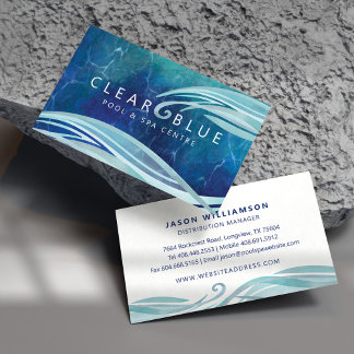 Carte De Visite Crystal Blue Water Ripple & Waves Pool & Spa