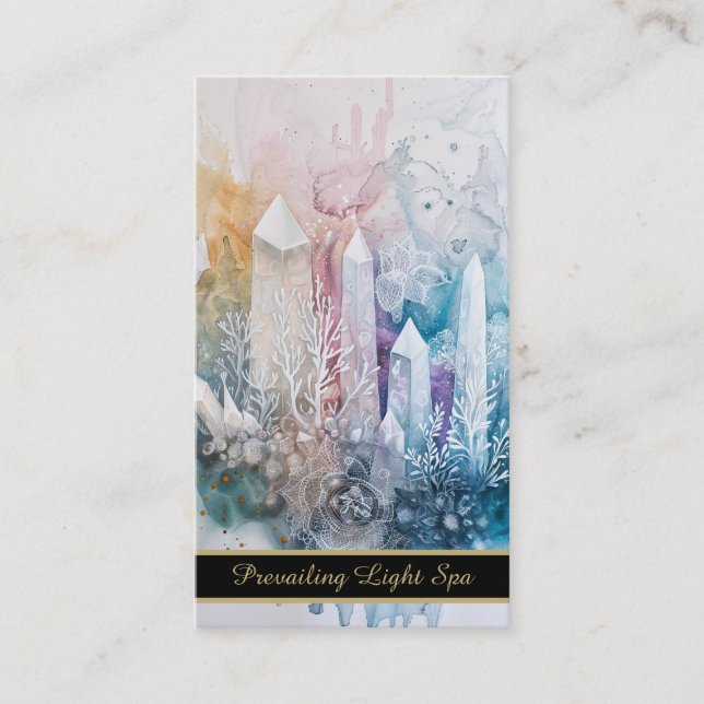 Carte De Visite *~* Crystals Artsy AP90 Gold Rainbow QR Drip (Devant)