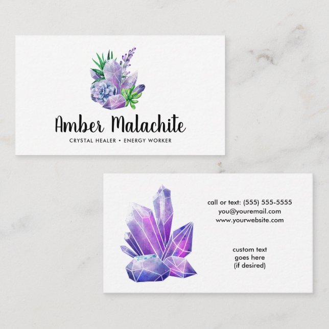 Carte De Visite Crystals et succulents Crystal Energy Healer (Devant / Derrière)