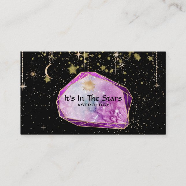 Carte De Visite *~* Crystals Moon Cosmos Astrology Gold Stars (Devant)
