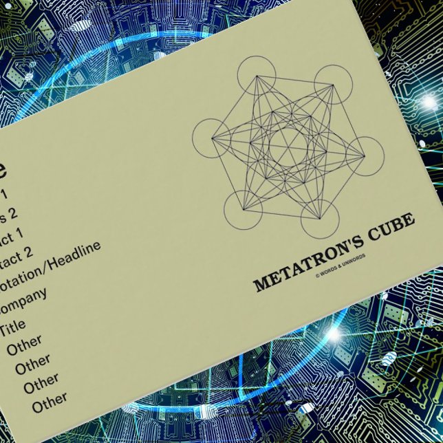Carte De Visite Cube de Metatron (Géométrie Sacrée) (Sacred geometry comes alive at your next introduction w/ this customizable Metatron's Cube biz card)