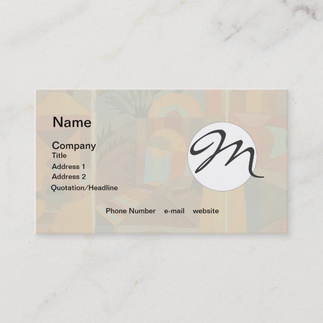 Carte De Visite Cubisme Abstrait coloré Klee Temple Gardens (Devant)