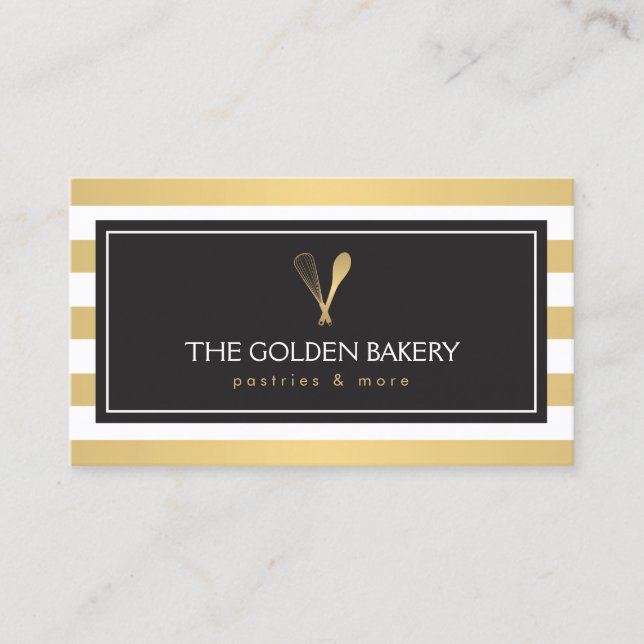 Carte De Visite Cuillère à Whisk Or Gratté Luxe Boulangerie Logo,  (Devant)