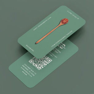 Carte De Visite Cuillère en bois de chef moderne Dusty Teal