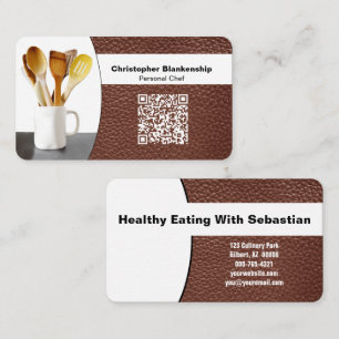Carte De Visite Cuillères de Chef Remplaçables Photo sur Code QR e