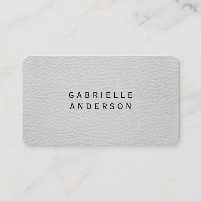 Carte De Visite Cuir blanc élégant professionnel (Devant)