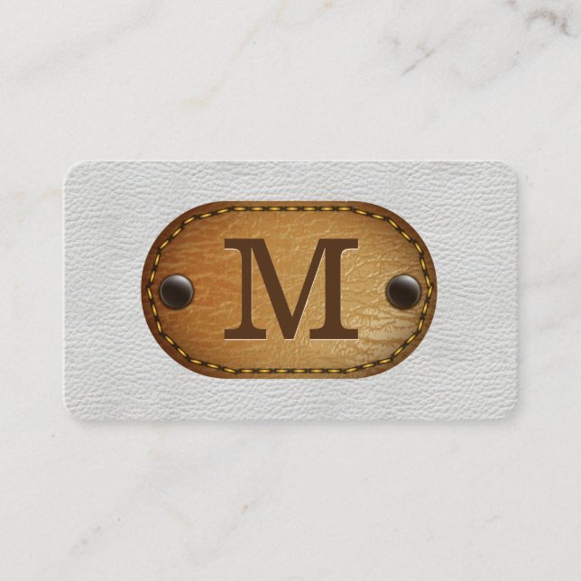 Carte De Visite Cuir blanc et cuir Brown pointu (Devant)