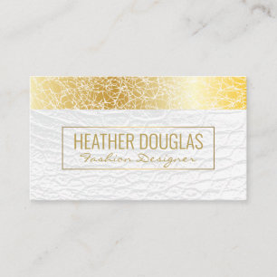 Carte De Visite Cuir blanc Motif de texture or