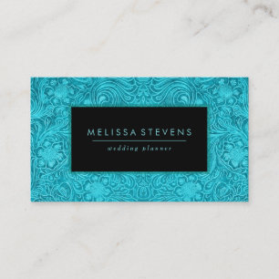 Carte De Visite Cuir bleu turquoise daim floral texture Imprimer