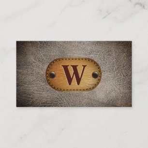Carte De Visite Cuir Brown foncé   Monogramme