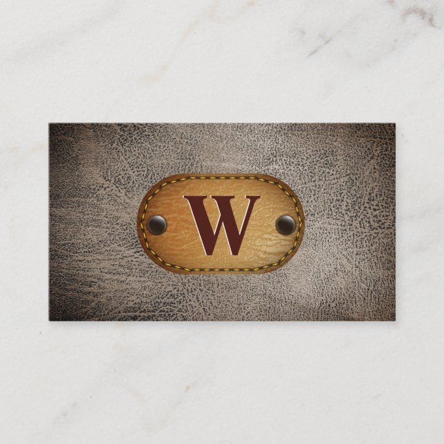 Carte De Visite Cuir Brown foncé | Monogramme (Devant)