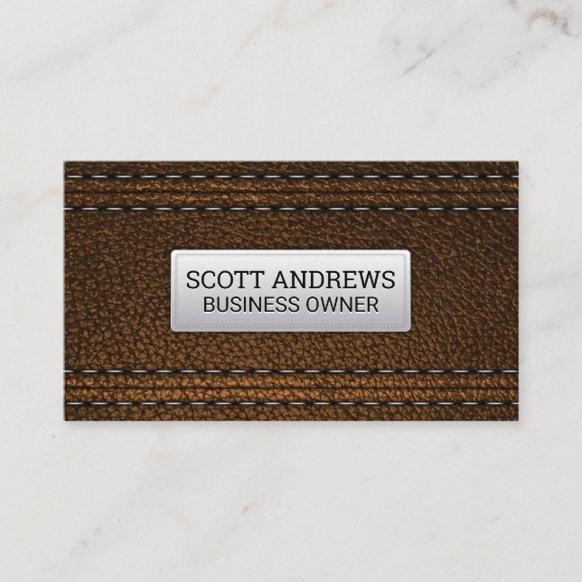 Carte De Visite Cuir Brown | Matière pointillée (Devant)