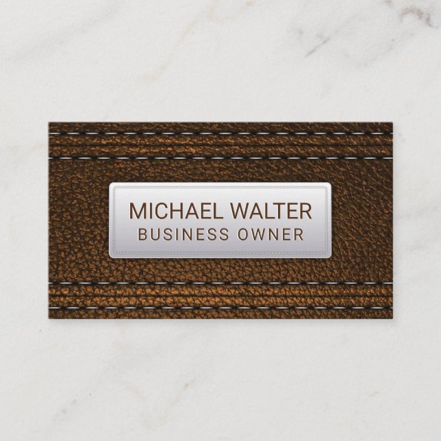 Carte De Visite Cuir Brown piqué | Luxe (Devant)