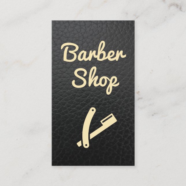Carte De Visite Cuir de salon de coiffure | Lame de rasage (Devant)