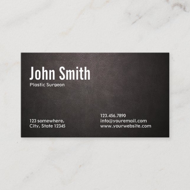 Carte De Visite Cuir foncé professionnel de chirurgien plasticien (Devant)