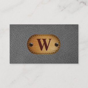 Carte De Visite Cuir Gris   Brodé Monogram Brun