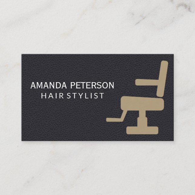 Carte De Visite Cuir noir | Barber Salon Chaise (Devant)