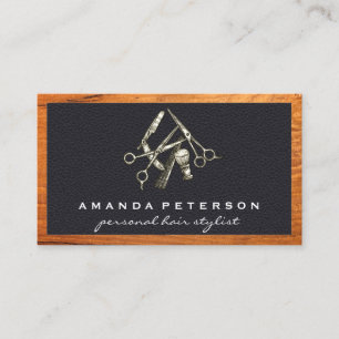 Carte De Visite Cuir noir   Barber Shop   Encadrez-le