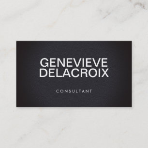 Carte De Visite Cuir noir élégant professionnel avec texte gras