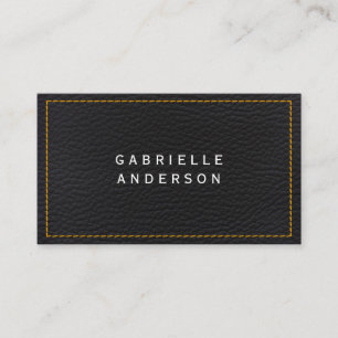 Carte De Visite Cuir noir élégant professionnel   Jaunes