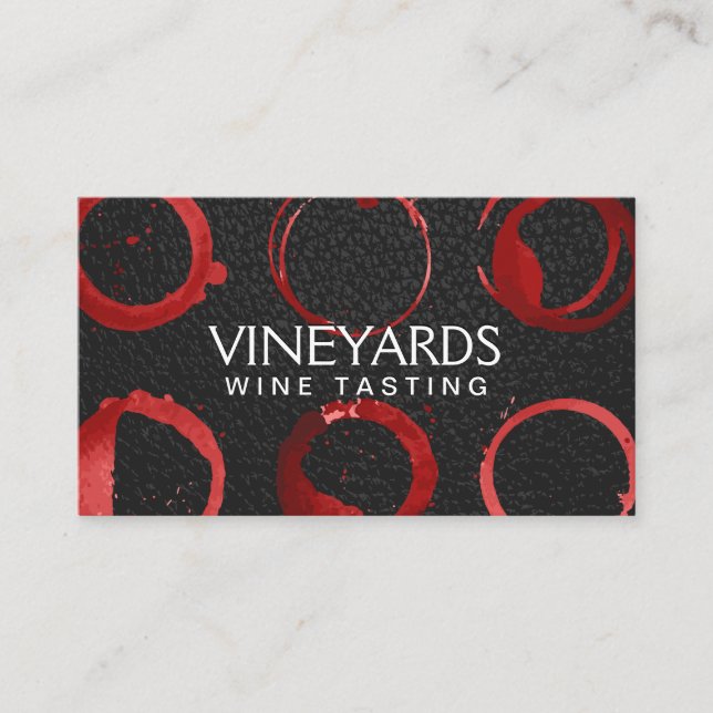 Carte De Visite Cuir noir | Tige Verre Vin (Devant)