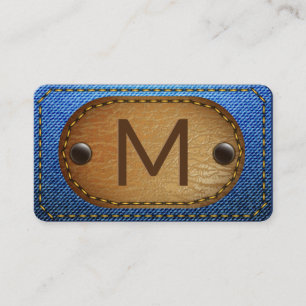 Carte De Visite Cuir pointu Brown Denim   Monogramme