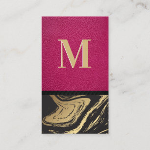 Carte De Visite Cuir rose   Marbre d'or noir