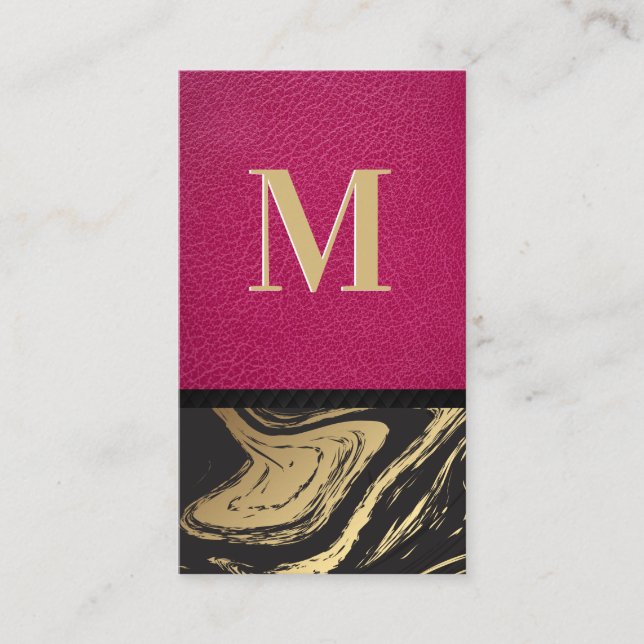 Carte De Visite Cuir rose | Marbre d'or noir (Devant)